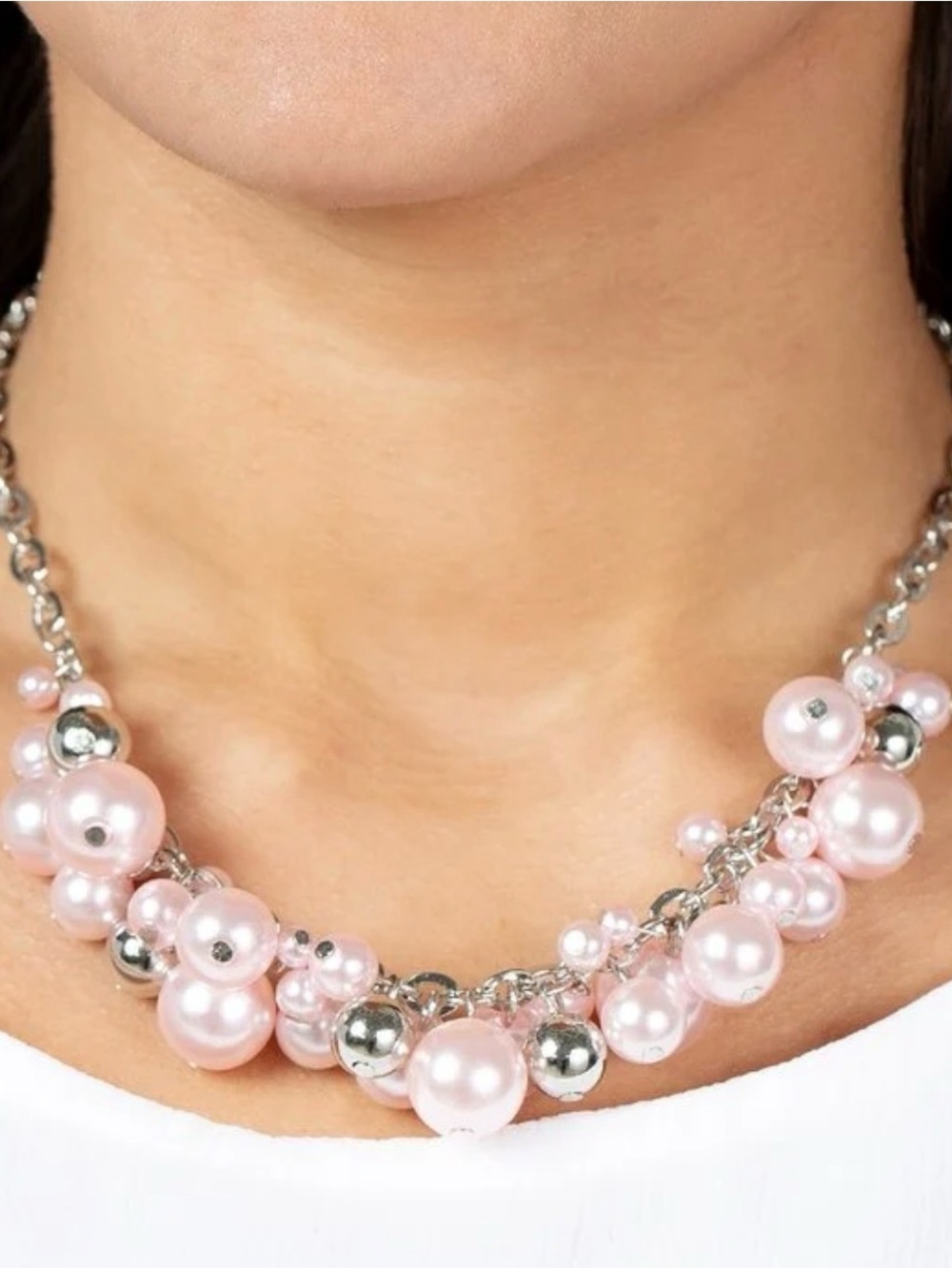 Elegant Pink Pearl Cluster Necklace - Women's Jewelry set by paparazzi new set